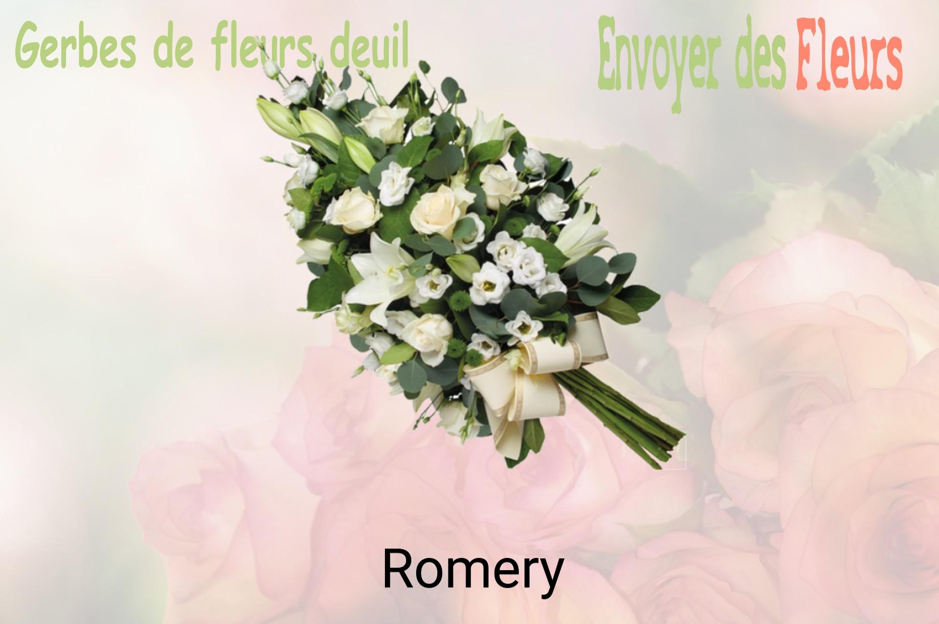 Gerbe de fleurs de deuil livrée à Romery